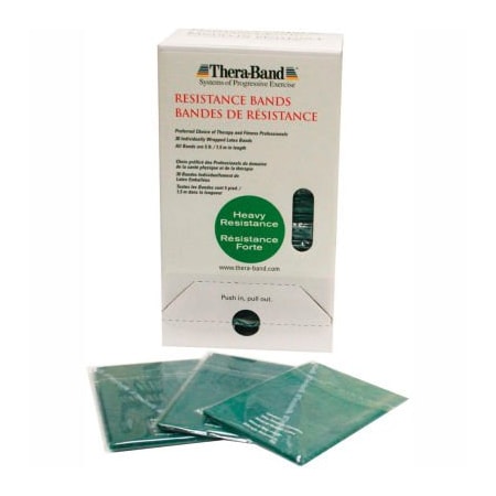 Fabrication Enterprises Thera-Band Latex Exercise Band, 5" Strips, Green, 30 Strips/Box 10-1553